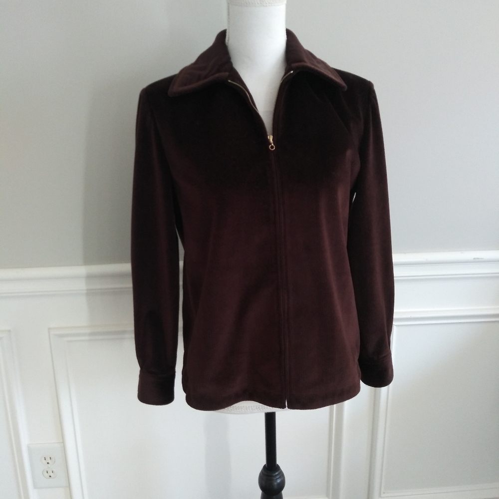 St John Sport Brown Zipper Jacket Courdoury Petite